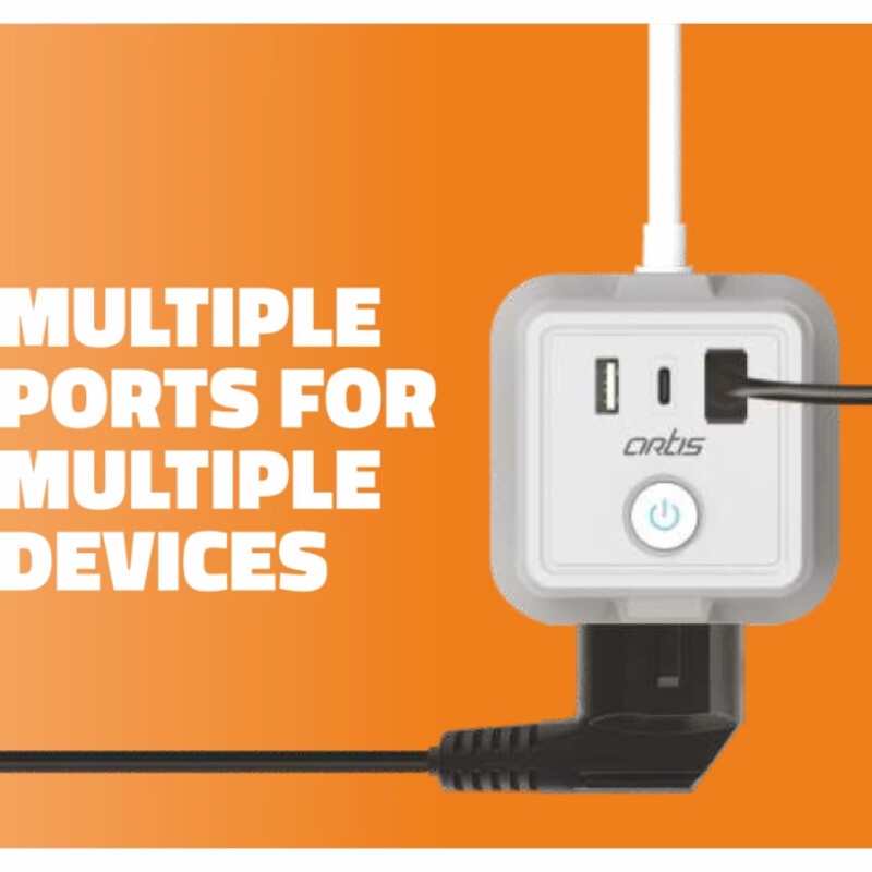 Multi Purpose Power Adapter With USB Port - 2M Cable - 2500W 